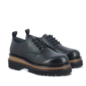 $220 SAINT G Erica Shoes DERBY LOAFFER BLACK LEATHER PLATFORM size 10 NWOB